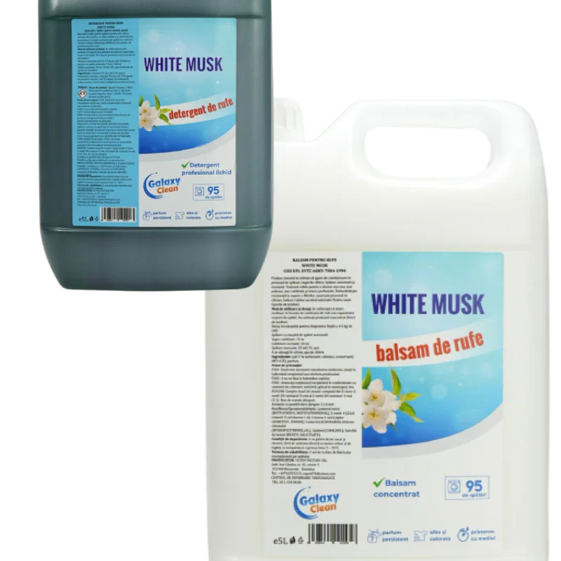Pachet DAG Galaxy Clean detergent și balsam Musk, 5 litri – rufe curate și parfum intens de durată